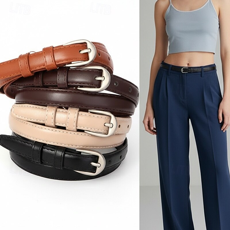 Women's PU Buckle Belt PU Leather Metal Bucke Geometric Casual Daily Holiday Black Brown Beige Coffee 2026 - $2.49 –P1