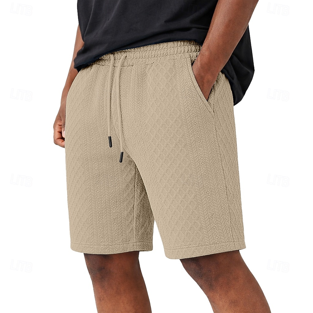 Men's Shorts Casual Shorts Jacquard Pocket Plain Textured Comfort Breathable Above Knee Casual Outdoor Beach Vacation Fashion Navy Blue Light Grey Micro-elastic 2026 - $17.99 –P3