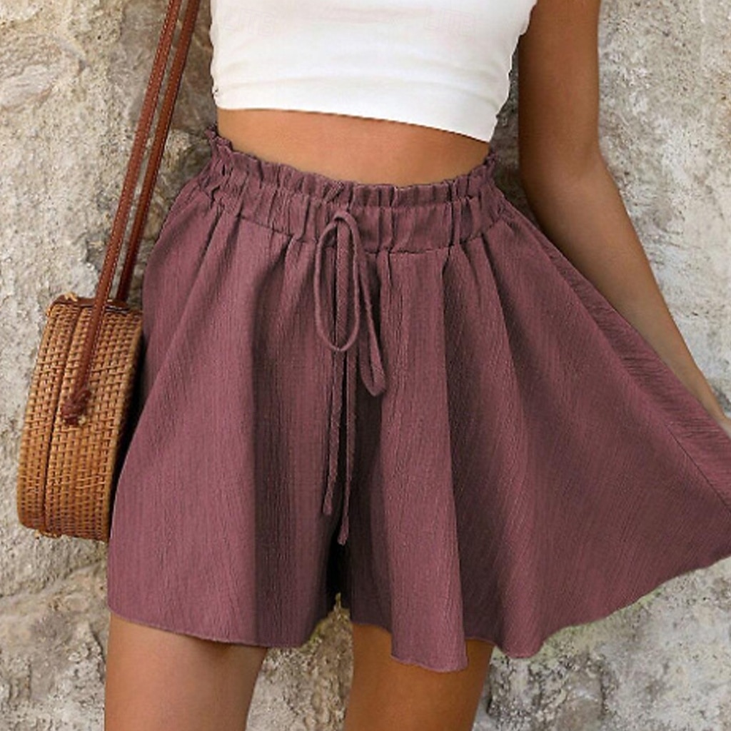 Women's Shorts Summer Shorts Beach Shorts Casual Shorts Vacation Fashion Basic Short Mid Waist Drawstring Elastic Waist Wide Leg Comfort Quick Dry Soft Micro-elastic Streetwear Beach Holiday Pink 2026 - $20.99 –P3