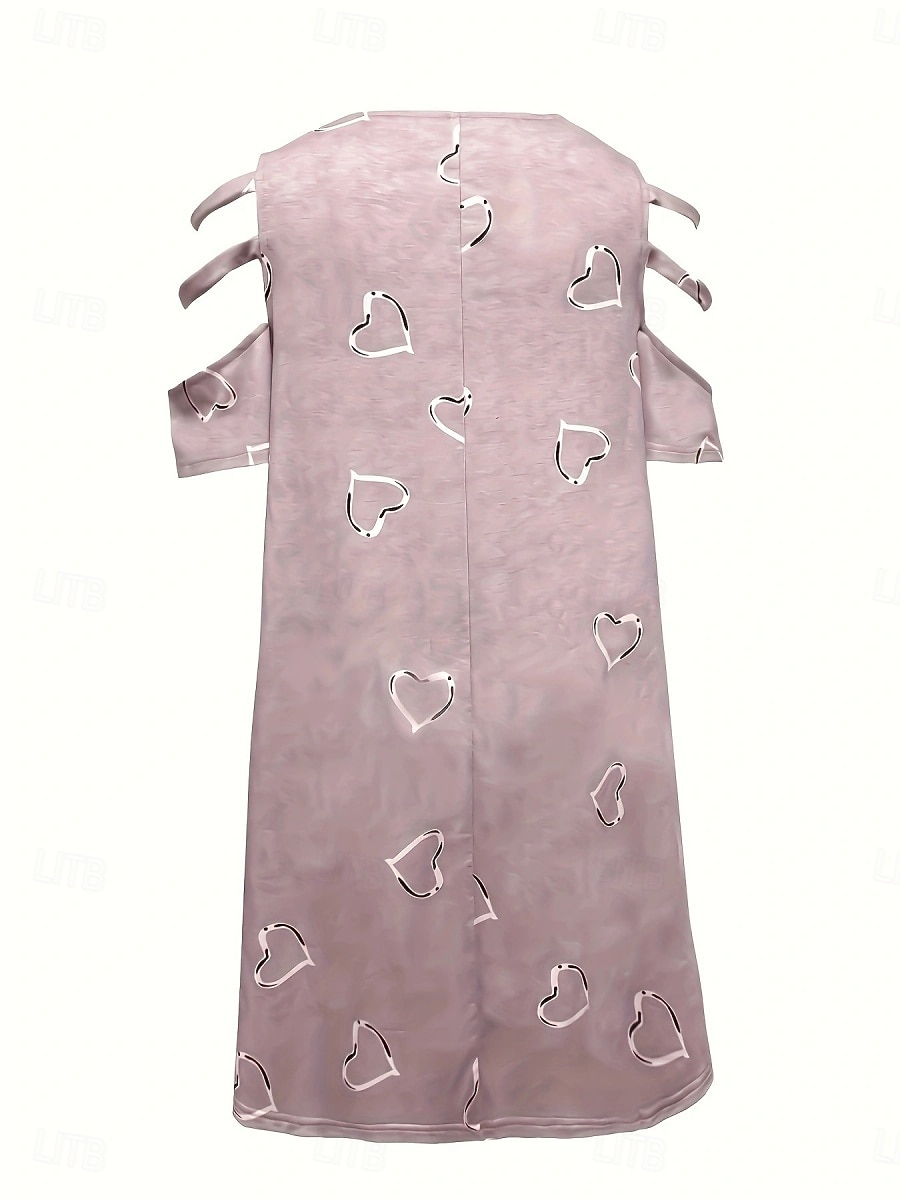Women's Mini Dress Casual Dress Print Dress Elegant Fashion Modern Outdoor Vacation Going out Loose Fit Heart Short Sleeve V Neck Blue White Purple Green Summer Spring 2026 - $16.49 –P11