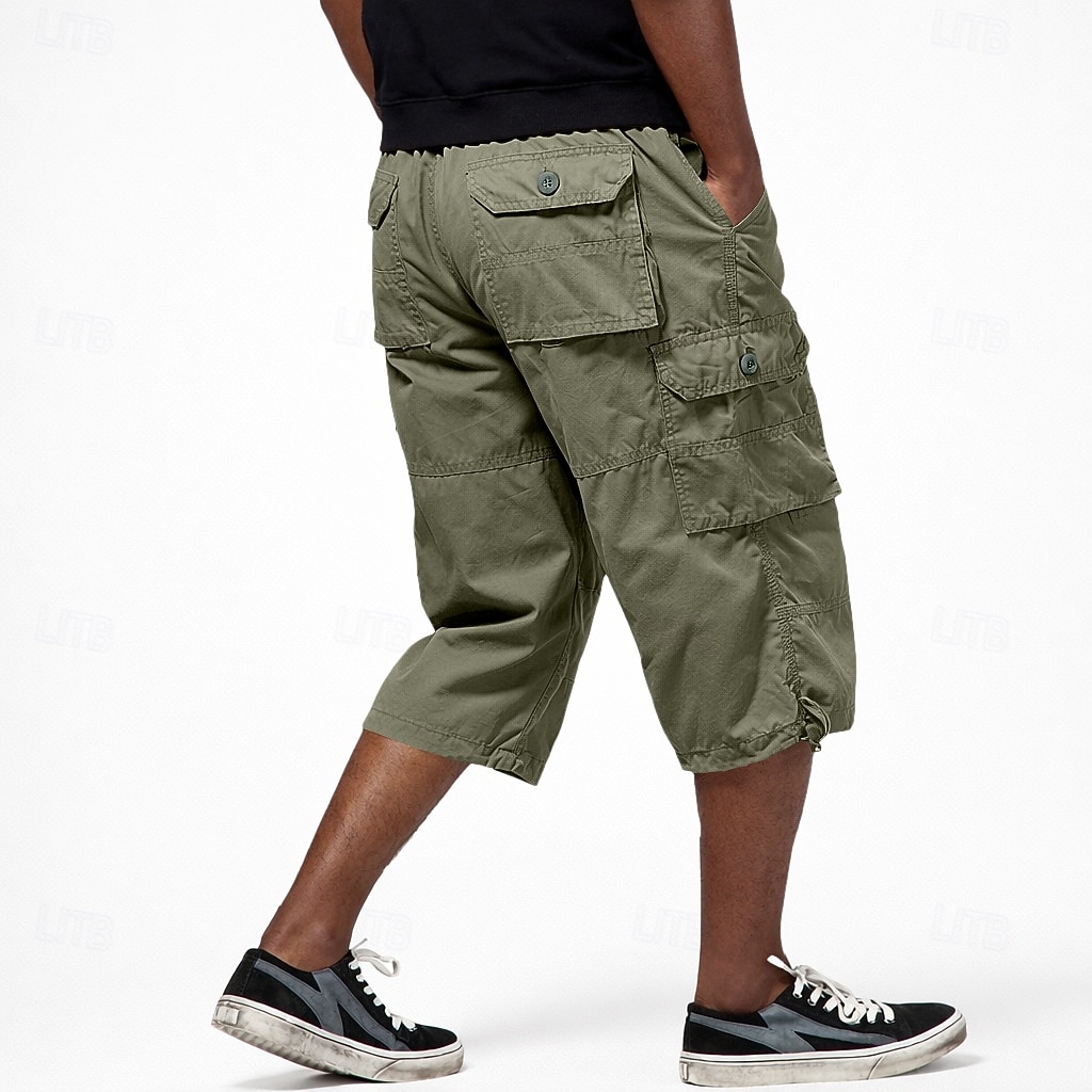 Hombre Pantalones tipo cargo Pantalón Corto Cargo Pantalón corto Pantalones cortos casuales Bolsillo Cintura elástica Plano Medio corto Casual Exterior Ropa de calle Moda Ropa de calle Negro Caqui 2026 - $30.99 –P2