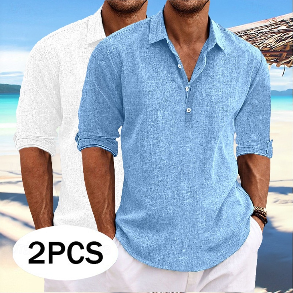 Férfi Ing Vászon ing Nyári póló Strandruházat Sima Hétköznapi Vakáció Zöld+Szürke Fehér + khaki Khaki + fekete Zöld+Khaki Hosszú ujj Térfogatcsökkenés Tavaszi nyár Nyár Ruházat 2026 - $37.99 –P1