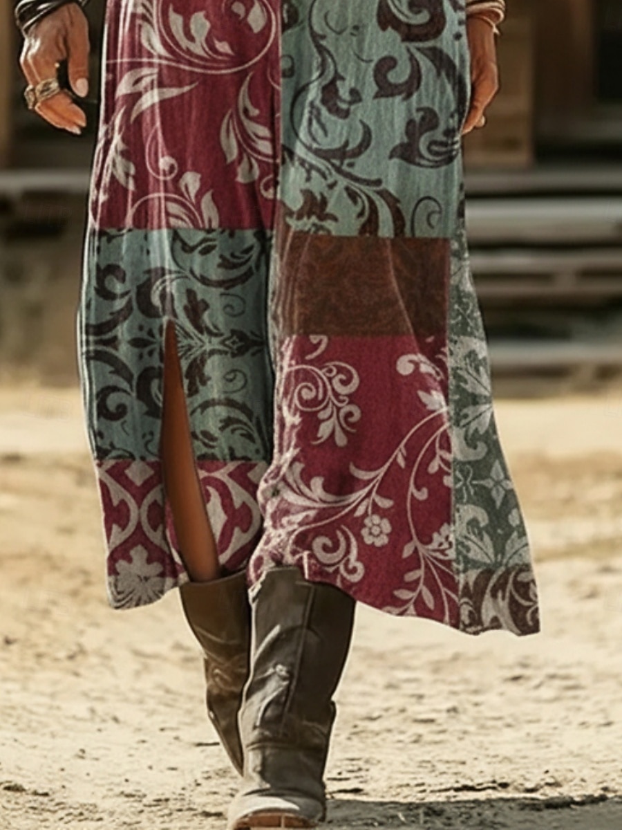 Naisten Maksimekko Boho-mekko Rento mekko A linjainen mekko Painatus mekko Muoti Moderni ulko- Loma Viikonloppu Loose Fit Kukka Kuvitettu Lyhythihainen V kaula-aukko Laivastosininen Purppura Apila 2026 - $25.99 –P3