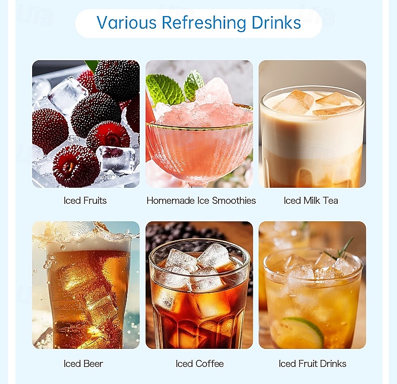 Миниатюрный портативный льдогенератор, настольный, быстрое приготовление льда за 10-15 минут, 8 твердых кубиков льда за цикл, компактный, небольшой, быстродействующий льдогенератор для дома, офиса, 2026 - $115.99 –P11