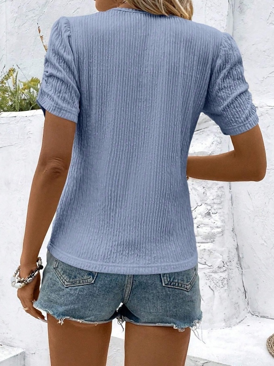 Women's T Shirt Tee Top Plain Fashion Classic Casual Short Sleeve Crew Neck Regular Tops Daily Going out Weekend Blue Black Pink Rose Red Light Blue Summer Spring 2026 - $21.99 –P20
