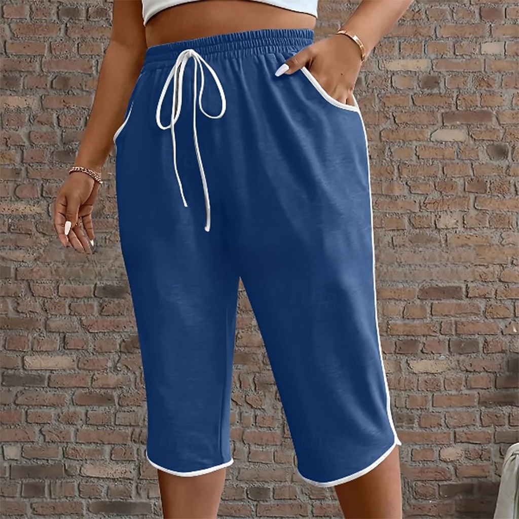 Women's Trousers Capri Pants Summer Pants Beach Pants Vacation Fashion Casual Daily Capris High Waist Plain Drawstring Patchwork Pocket Comfort Lightweight Breathable Micro-elastic Streetwear Beach 2026 - $20.99 –P2