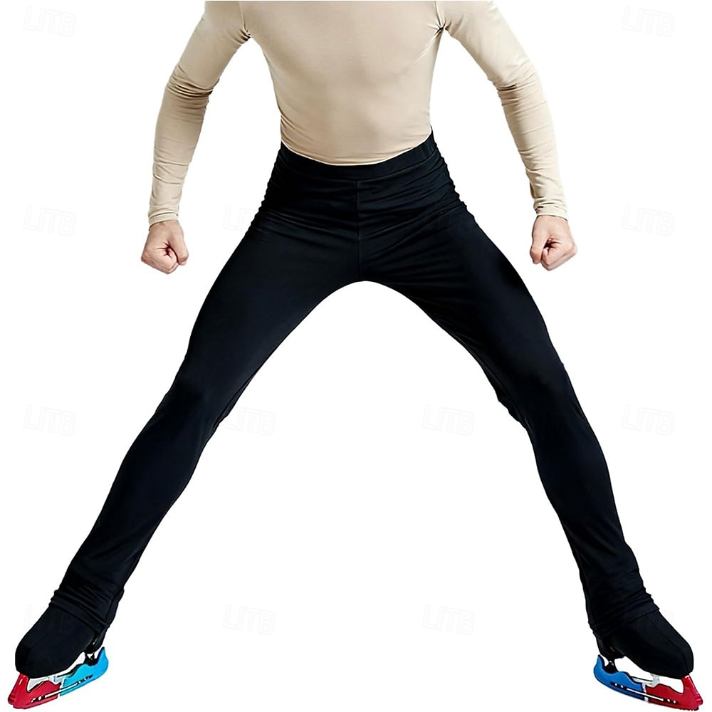 Pantalones de patinaje artístico Hombre Patinaje Sobre Hielo Prendas de abajo Negro Retazos Alta elasticidad Entrenamiento Competición Ropa de Patinaje Clásico Cristal / Strass Patinaje sobre hielo 2026 - $89.99 –P5