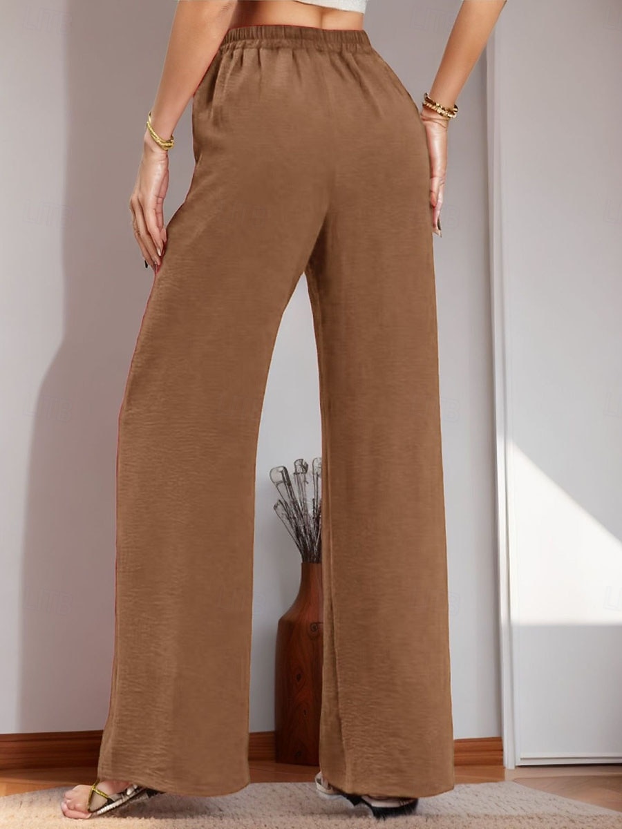 Damen Weites Bein Chinos Urlaub Streetwear Lässig Volle Länge Mittlere Taillenlinie Einfach Kordelzug Tasche Elastischer Bund Bequem Atmungsaktiv Mikroelastisch Täglich Outdoor Streetwear Rote Blau 2026 - $22.99 –P5