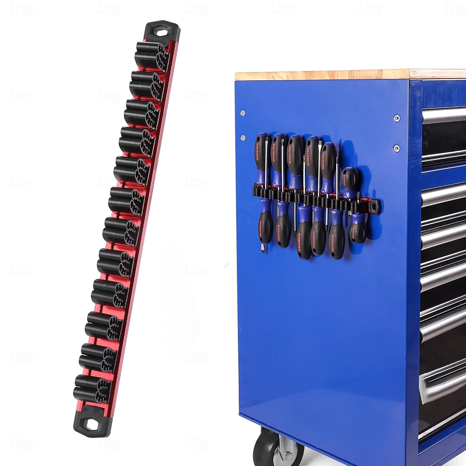 2026年 マグネット式ドライバーオーガナイザー＆レンチオーガナイザー、アルミレール式マグネットツールオーガナイザー、ツールホルダー、ツールボックス整理、12スロットドライバー＆レンチホルダー（ツールは含まれていません）  コレクション – $27.99 –P1