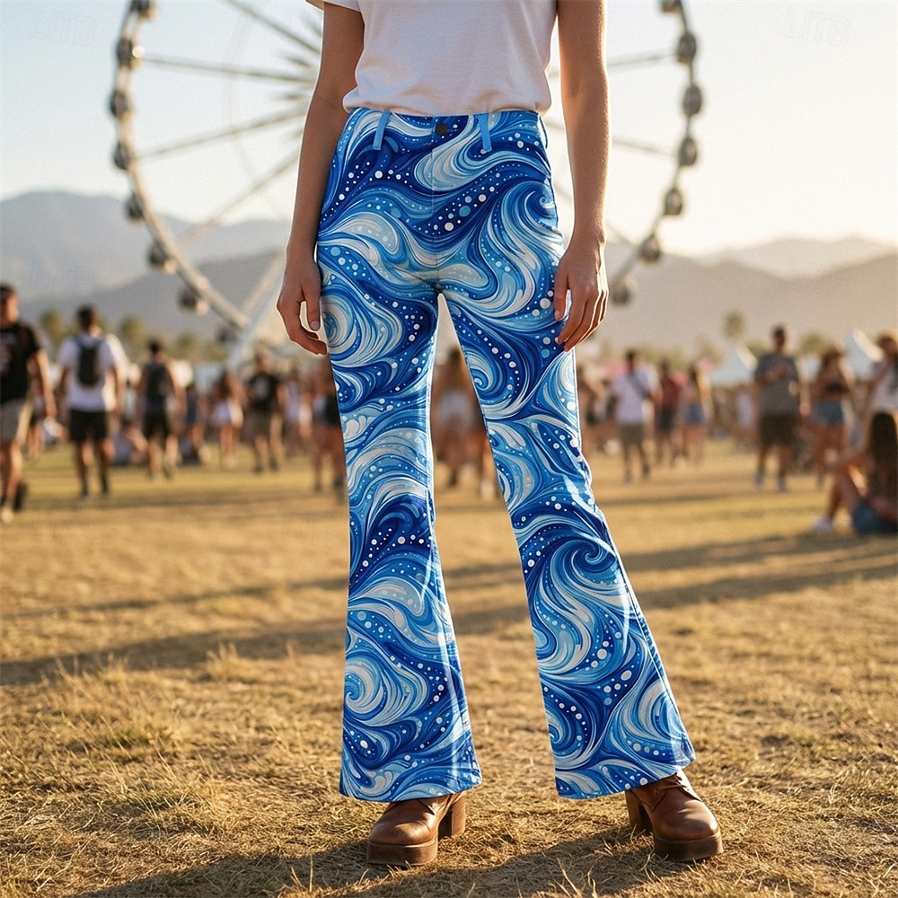 Flare Pants Bohemian Hippie Pants 70s Multicolor Bell Bottom Pants 