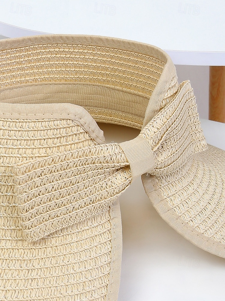 Sombrero de paja con ala ancha para mujer, plegable, abierto en la parte superior, varios colores, ligero, ideal para playa, viajes, uso casual, vacaciones y actividades al aire libre. 2026 - $11.99 –P9