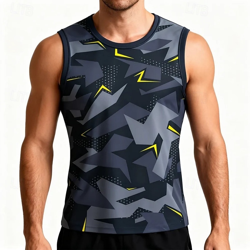 Herre Grafisk Geometrisk Treningstank topp Singlet til jogging Gymtopp Sommer Ermeløs Hurtigtørkende Myk Pustende Treningsøkt Løp Vandring Jogge Gul Rød Blå Sports Sportsklær 2026 - $17.99 –P2