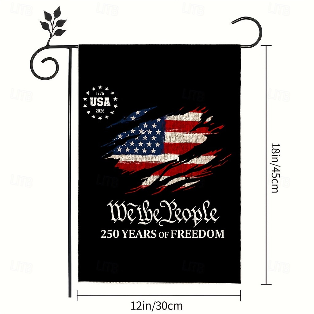 2 kpl 250-vuotisjuhlavuotta esittelevä Yhdysvaltain lippu, kaksipuolinen, ulkokäyttöön tarkoitettu isänmaallinen puutarhalippu Vapaudenpatsaalla, 4. heinäkuuta -koristeet Yhdysvaltain 250-vuotisjuhlaan, USA 250 -aiheiset tuotteet, muisto 1776-2026 2026 - $11.49 –P1