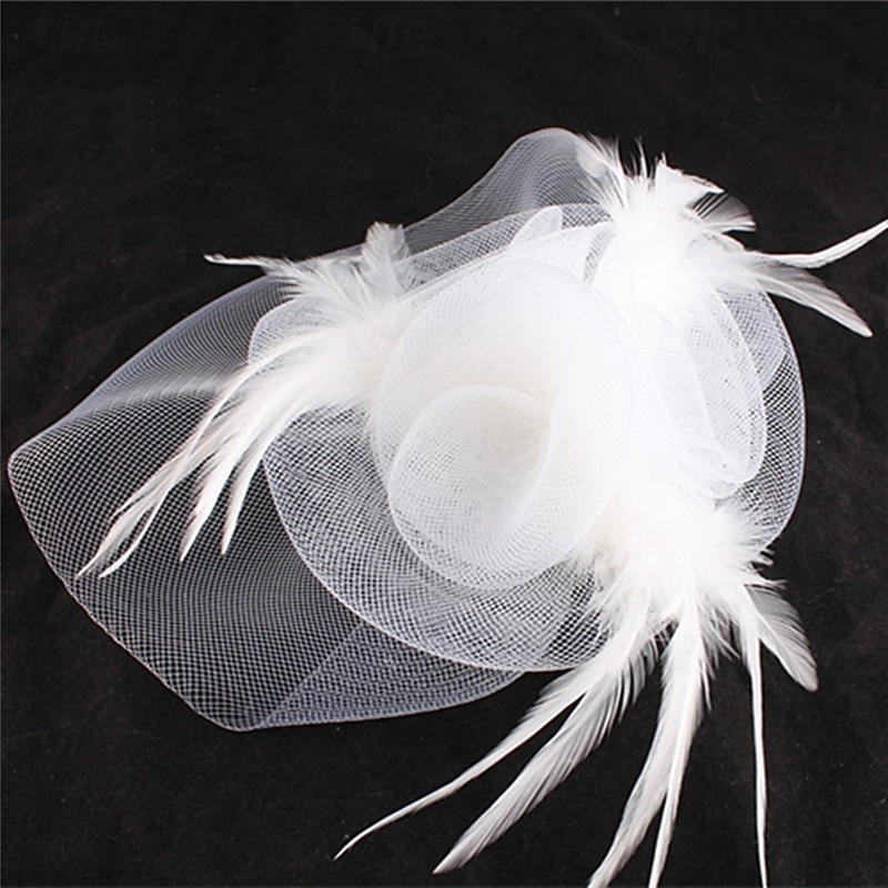 Fascinators Polyester Wedding Birthday Vintage Cute Retro With Feather Headpiece Headwear 2026 - $22.99 –P10