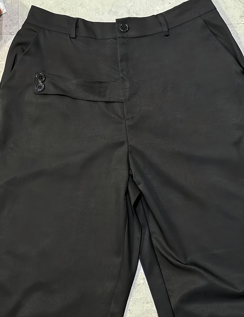 Bărbați Pantaloni Costume Buzunar Nasturi Simplu Confort Respirabil Lungime totală Casual Zilnic Casă Vacanță Modă Negru Kaki Inelastic 2026 - $31.99 –P10