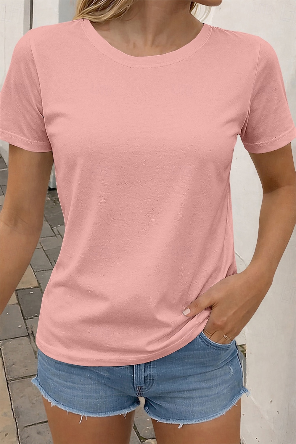 Pentru femei Mărime Plus Tricou Tricouri Culoare solidă Clasic Casual Manșon scurt Stil Nautic Topuri obișnuite Zilnic Ieșire Negru Alb Roz Îmbujorat Gri Închis Caisă Vară Primăvară 2026 - $19.99 –P6
