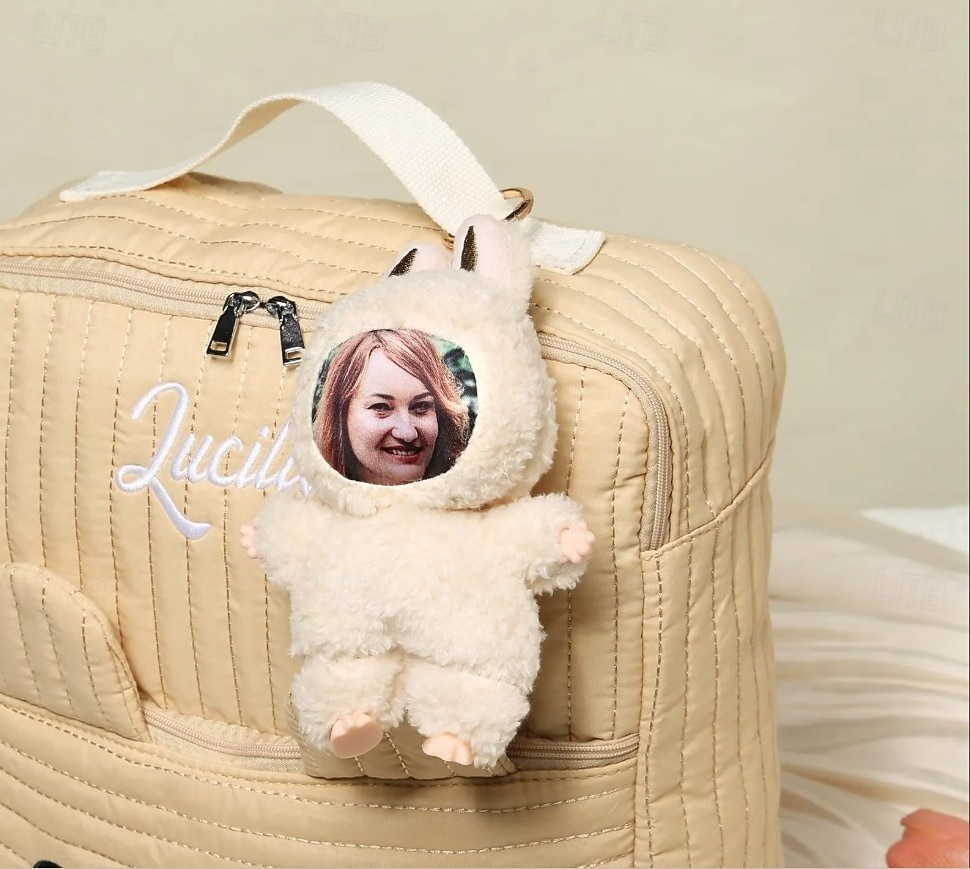 2026年 カスタム面白い顔のぬいぐるみキーホルダー、パーソナライズされた写真イースターバニーキーホルダーギフト写真人形ウサギの耳、ソフトバッグチャーム、バックパックアクセサリー、子供、ガールフレンド、花嫁介添人へのギフト  コレクション – $24.99 –P6
