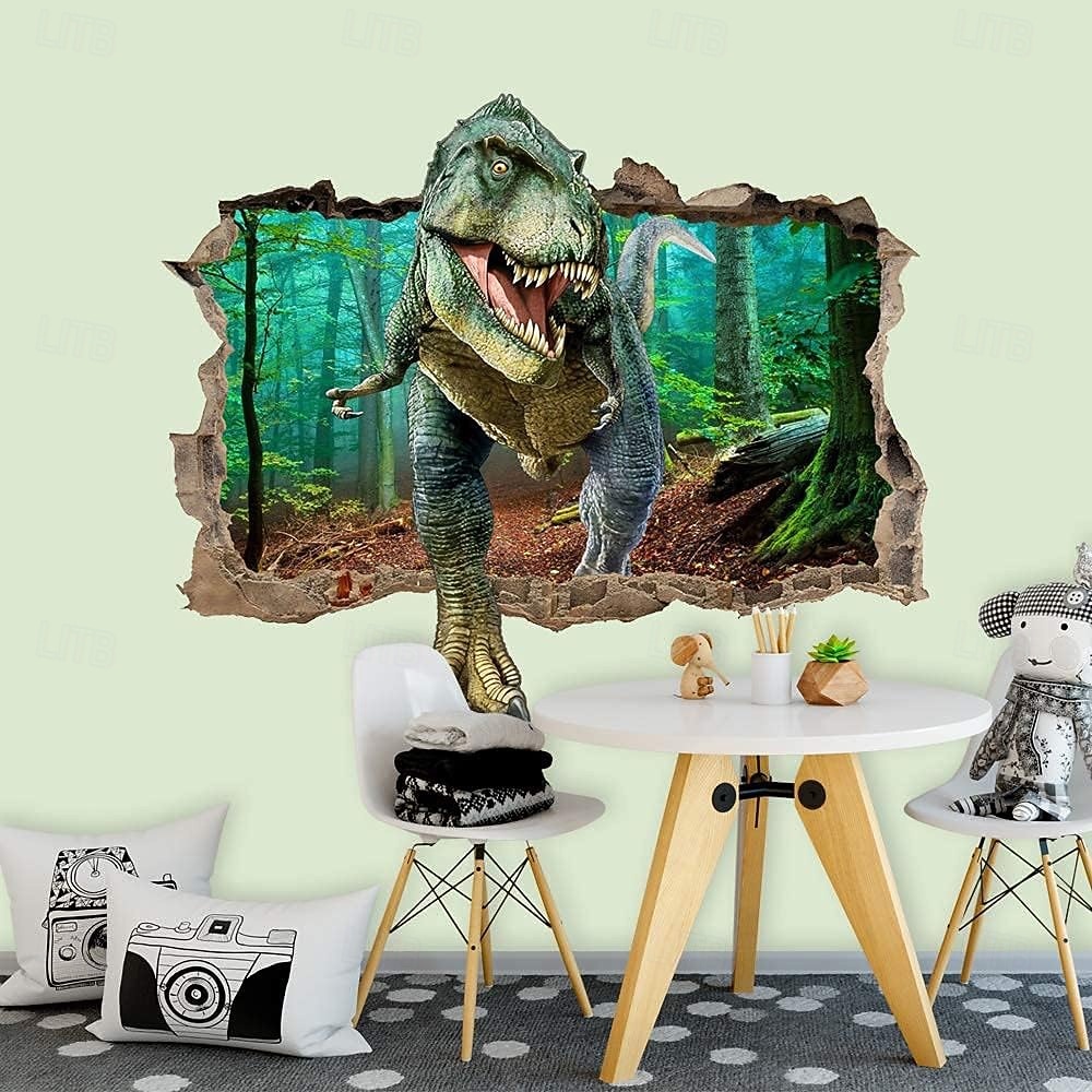 3D őskori dinoszaurusz világ t-rex triceratops brachiosaurus törött falhatás dzsungel fali kárpit ajtó banner gyerekek hálószoba fiúk játszószoba dekoráció születésnapi buli háttér 2026 - $19.99 –P12