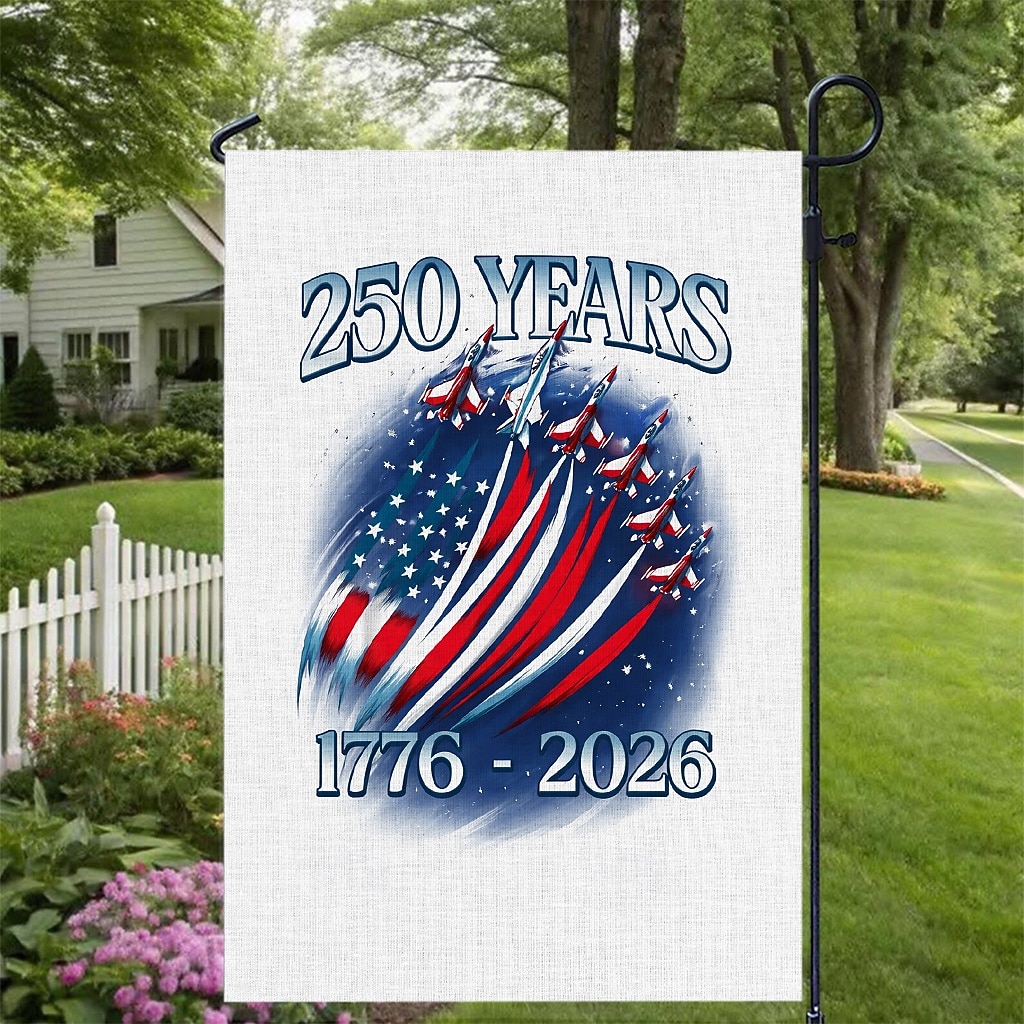 2 stk. 250-årsjubileumsflagg med USA-flagg, dobbeltsidig utendørs patriotisk hageflagg med Frihetsgudinnen, dekorasjoner til 4. juli for USAs 250-årsfeiring, varer fra USA, minnesmerke 1776-2026 2026 - $18.99 –P7