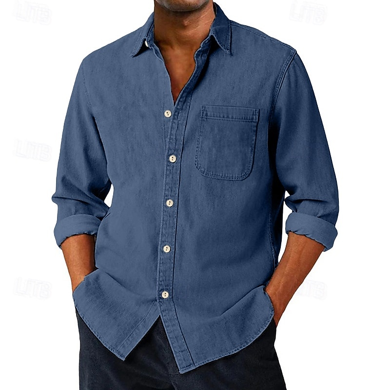 Camicia da Uomo SoftFade™ Camicia Casual Camicia Button Up Camicia Cargo Camicia Acid Wash Rossa Manica Lunga Piana Colletto Quotidiano Abbigliamento Esterno Moda Moderna Casual Comfort del 2026 a $31.99 –P7