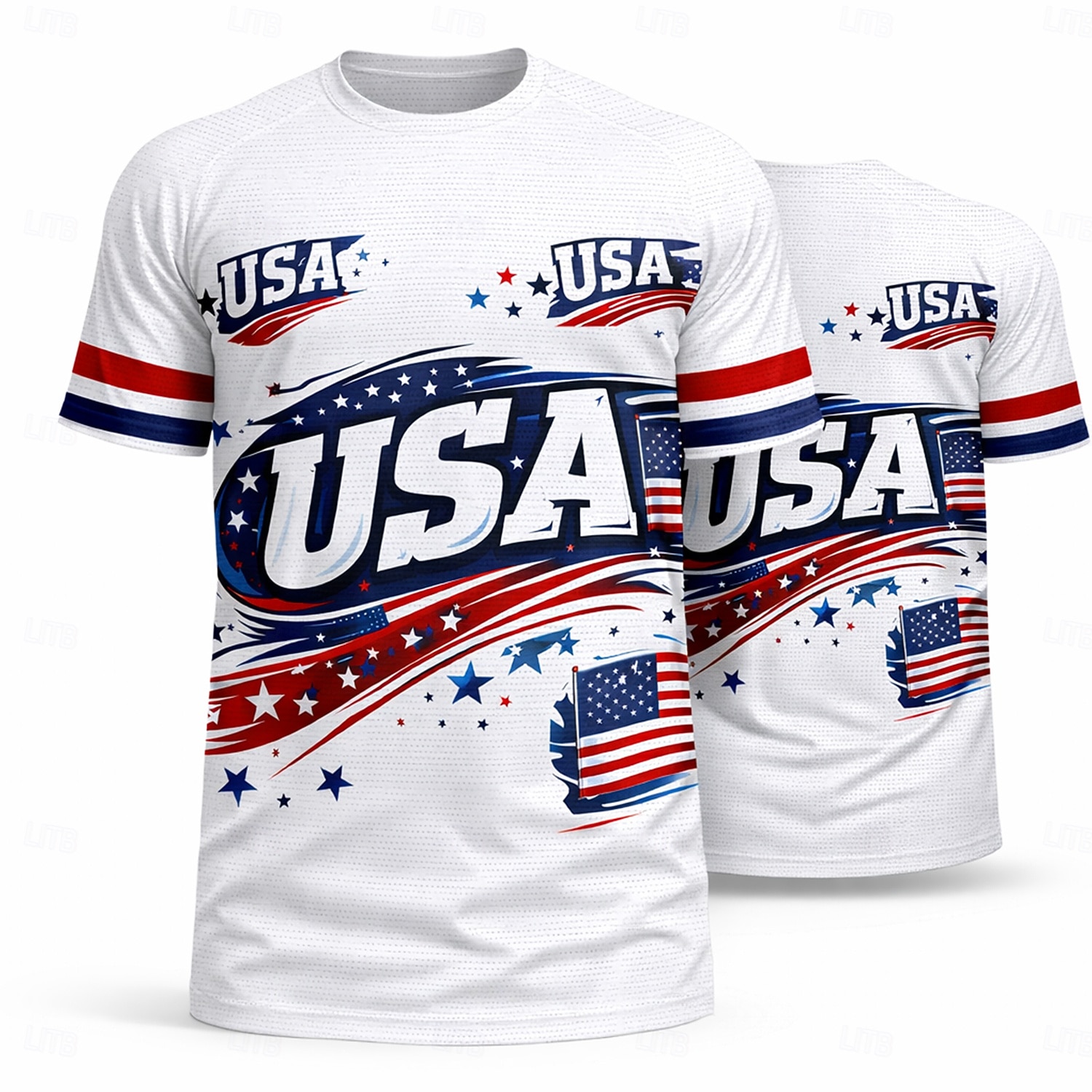 Męskie Koszulka piłkarska Geometryczny USA Flaga Ameryki Bluzki typu pullover Koszulka sportowa Lato Kolorowy blok Krótki rękaw Codzienny Obuwie sportowe Spandeks UPF 50 Szybkie wysychanie Odprowadza 2026 - $18.99 –P2