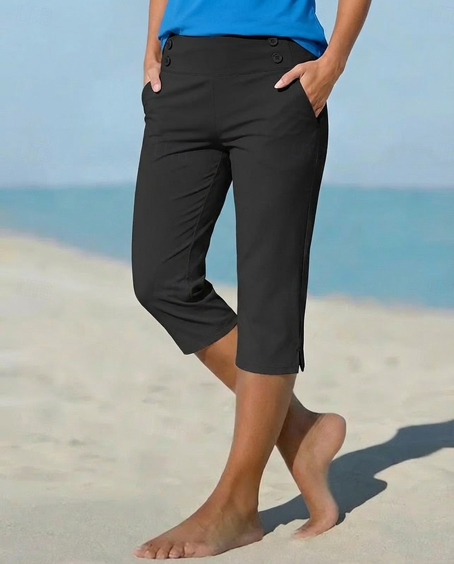 Damen Caprihose Stoffhosen Gemütliche Leggings Urlaub Basic Lässig Wadenlang Natürliche Taille Einfach Seitentaschen Geteilt Bequem Komfort Atmungsaktiv Hohe Elastizität Urlaub Yoga Straße Navy-Blau 2026 - $21.99 –P4