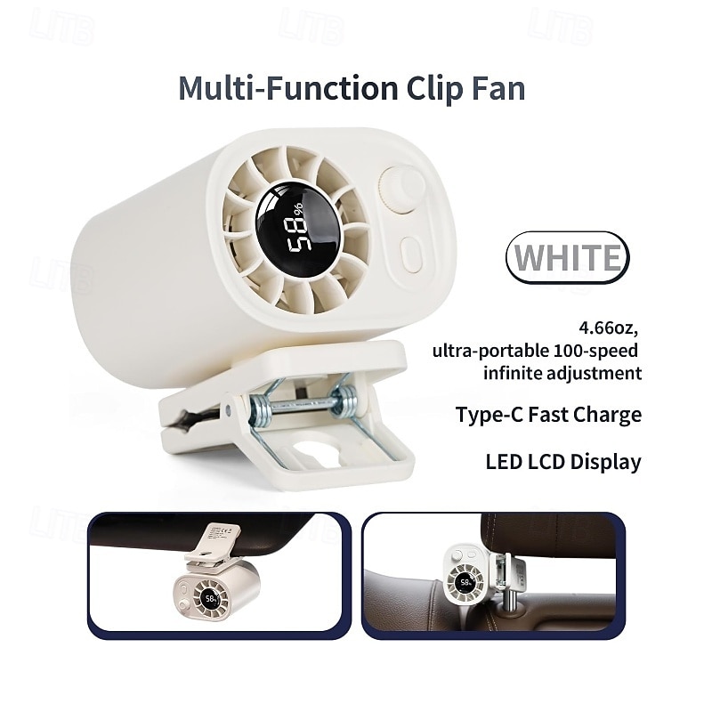 Ventilátor s klipem a LED displejem, nastavitelná rychlost 100 otáček, přenosný USB dobíjecí 1800mah baterie, osobní chladicí mini ventilátory, ruční, do deštníku, kanceláře, kempování, posilovny, na 2026 - $33.99 –P6