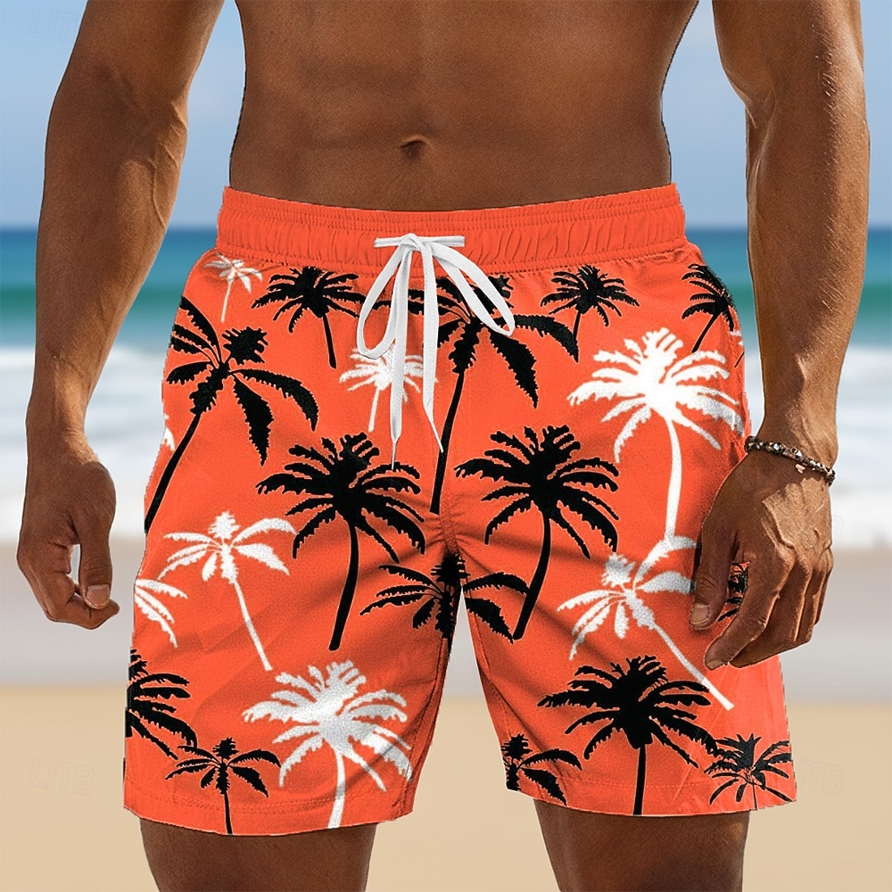 Herren Kokospalme Tropische Pflanzen Badehosen Badeshorts Boardshorts Mittlere Taille Hawaiianisch Strandurlaub Seitentaschen Netzfutter Elastischer Kordelzug in der Taille Designer Bekleidung 2026 - $20.99 –P2