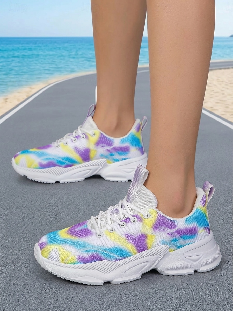 Damen-Laufschuhe mit Batikmuster und Schnürung – atmungsaktive, leichte Mesh-Sneaker zum Joggen, Strandlaufen und fürs Fitnessstudio &Freizeitkleidung 2026 - $32.99 –P3
