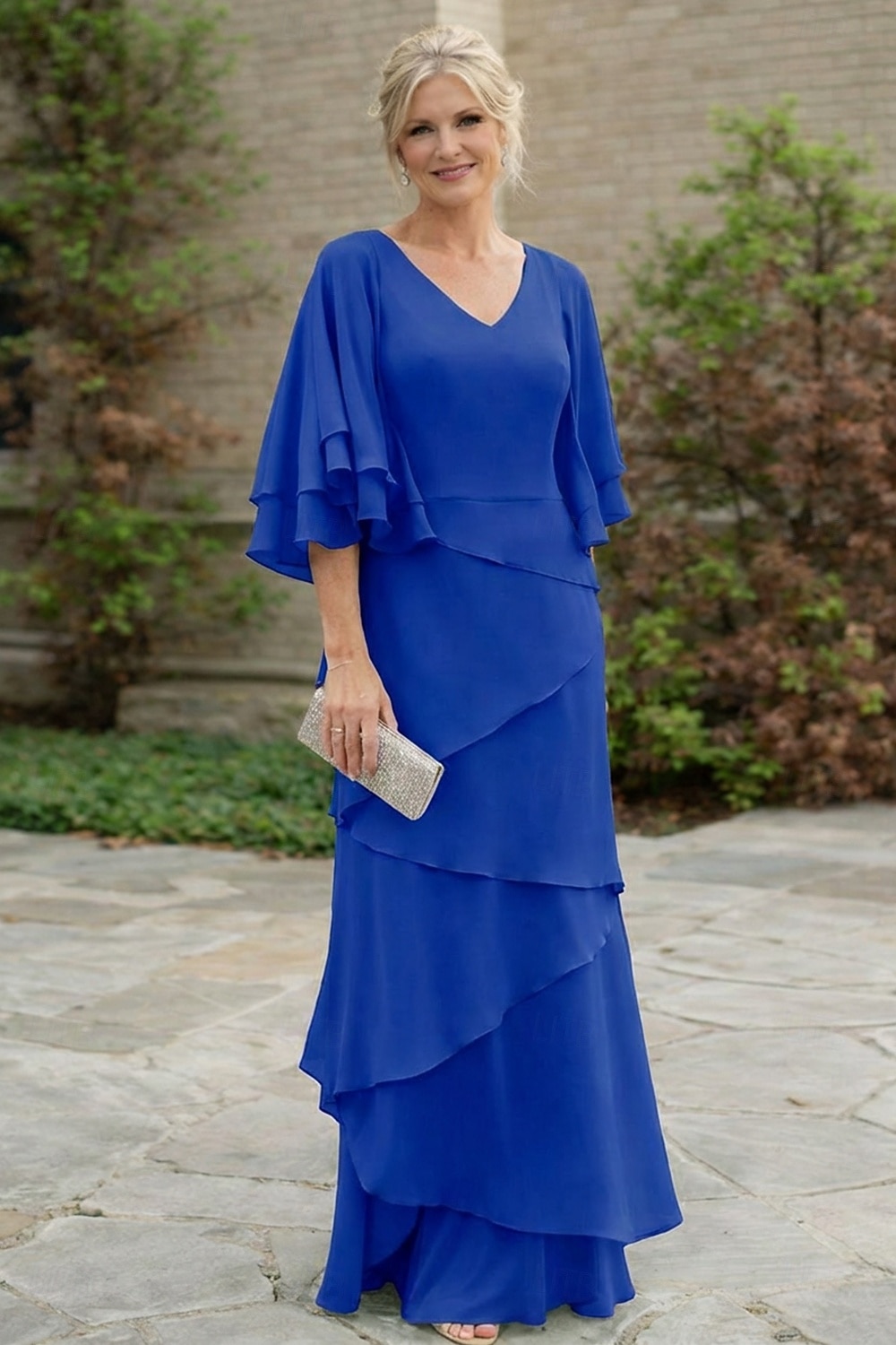 Due Pezzi Linea ad A Lunghezza al pavimento Abito da invitata a nozze Abito Formale Abito a Strati Abito da cerimonia per signora Mezza Manica Scollo a V Elegante Con Stola Ospite di nozze Festa di del 2026 a $206.99 –P11