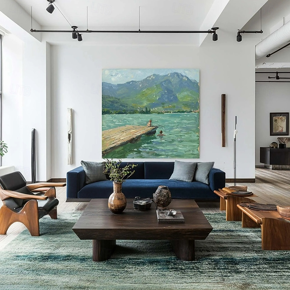 Hang festett olajfestmény Kézzel festett Négyzet Absztrakt Tájkép Modern Impresszionizmus Anélkül, belső keret 2026 - $87.99 –P5