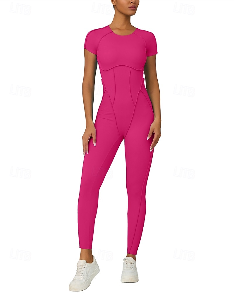 Mujer Mono de Fitness Pijama Mono Color sólido Body Verano Primavera Otoño Arroz blanco Rosa Entrenamiento de gimnasio Aptitud física Yoga Eslático Transpirable Manga Corta Deporte Ropa de Deporte 2026 - $44.99 –P7