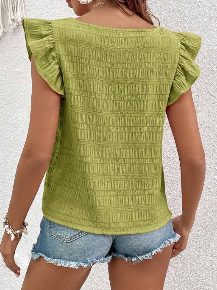 Per donna Camicia Blusa Maglietta senza maniche Volant Semplice Elegante Classico Moderno Senza Maniche Collo quadrato Top Regolari Quotidiano Ferie Uscire Blu Nero Bianco Verde Azzurro Estate del 2026 a $21.99 –P16
