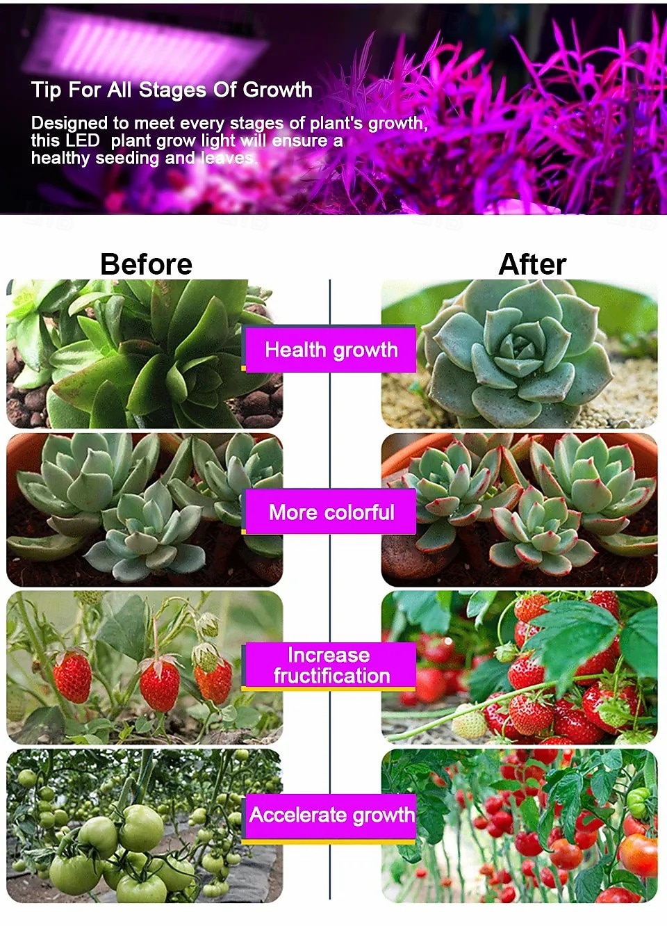 Полноспектральный светодиодный фитолампа для растений, лампа для рассады суккулентов, овощей, теплица. &Садовое дополнительное освещение для растений, 50/100/200/500 Вт, вилка 2026 - $19.49 –P7