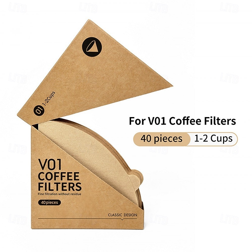 40/100 filtres à café jetables en papier naturel, pour 1 à 4 tasses, filtres en forme de V pour cafetière à filtre, accessoires pour cafés et maison, outils pour le café, 1 à 2/2 à 4 portions de 2026 ? $15.99 –P16
