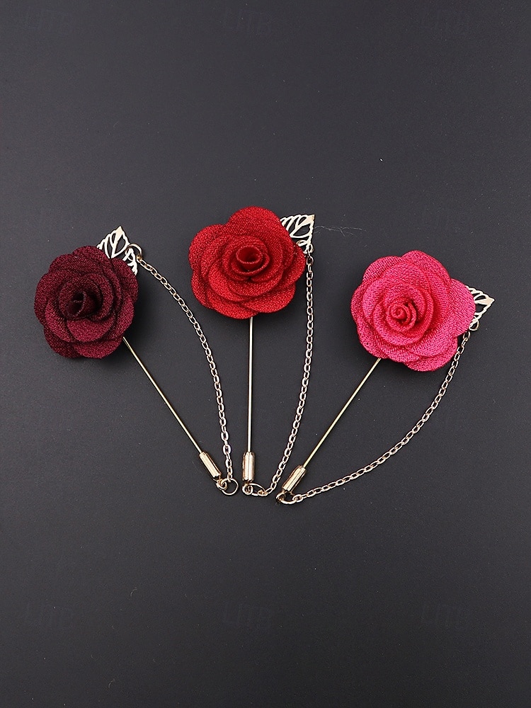 Pin de solapa con flor de poliéster elegante para hombre: múltiples opciones de color, elegante y moderno, perfecto para bodas y fiestas. 2026 - $7.99 –P5
