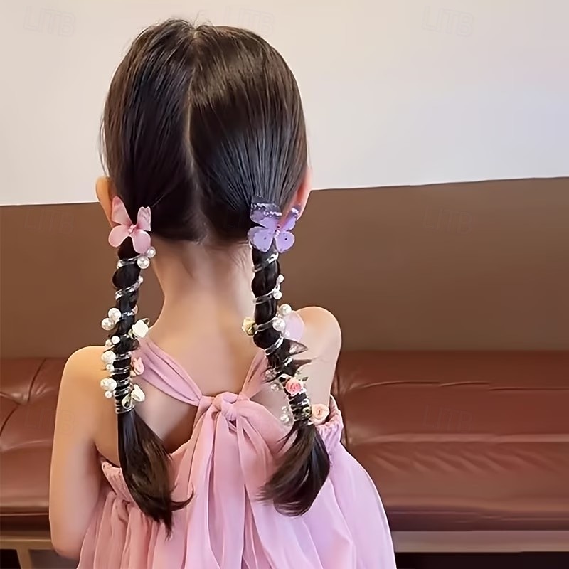 Conjunto de 4 tiaras de laço em tule para meninas – design floral delicado com miçangas, tiaras de plástico resistentes, perfeitas para uso diário, festas de aniversário, todas as estações, escola, de 2026 por $15.99 –P5