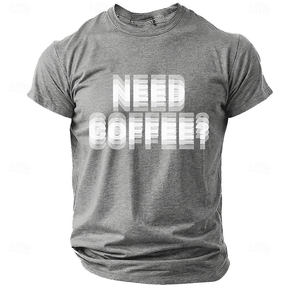 Men's NEED COFFEE? Funny Blurry Dizzy Effect Graphic T-Shirt Coffee Lover Gift Motion Blur Text Print Casual Short Sleeve Tee Office Humor Designer Clothing Apparel S M L XL XXL XXXL 2026 - $21.99 –P6