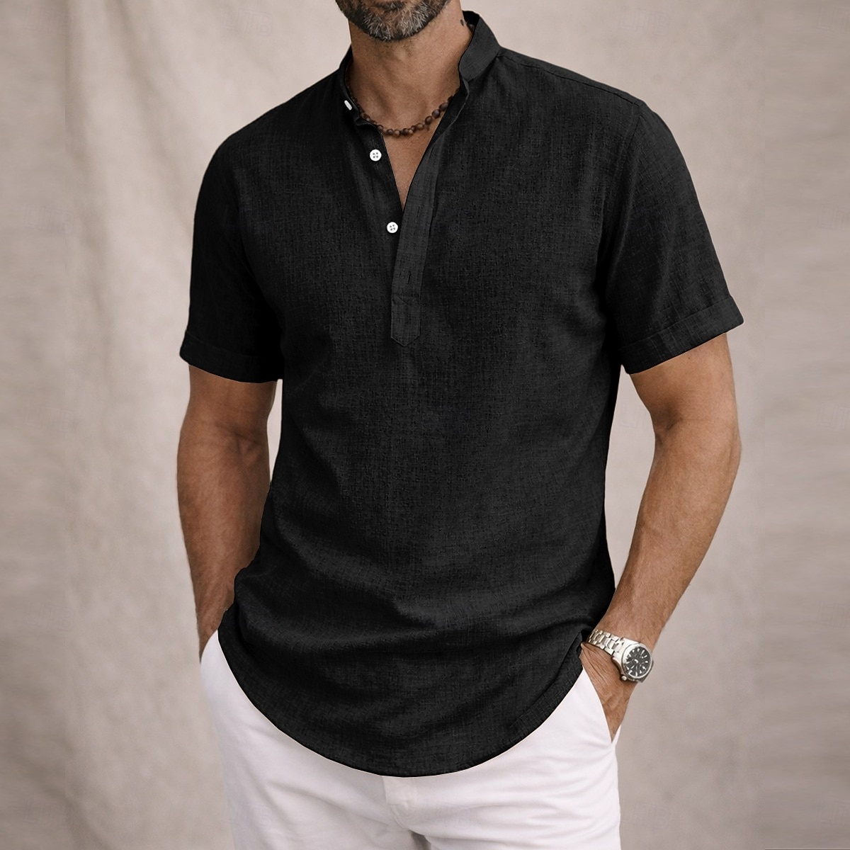Per uomo Camicia Camicia di lino Camicia popover Camicia Estiva Abbigliamento da spiaggia Camicia con colletto alla coreana Semplice Casuale Quotidiano Blu Nero Bianco Giallo Manica Corta Collo alla del 2026 a $22.99 –P10