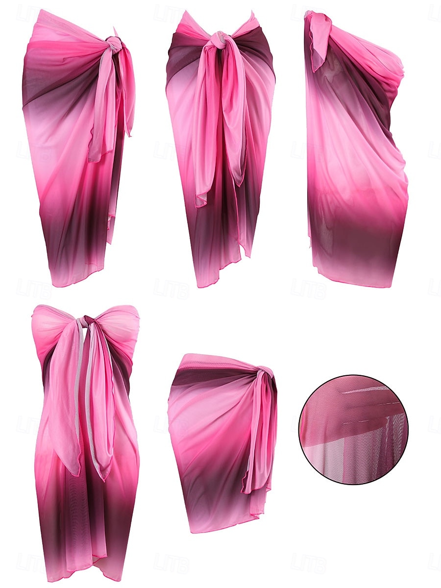 Damen Badeanzug Überwurf Wickeln Rock Bademode Gerafft Urlaub Strandbekleidung Ombre Trägerlos Ärmellos Badeanzüge 2026 - $12.99 –P2