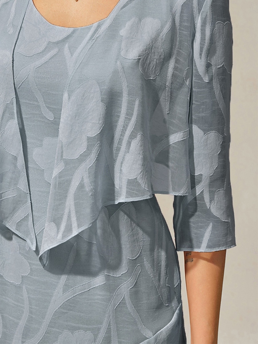 Femmes Haussements d'épaules Dentelle illusion Fleuri Élégant Manche 3/4 Col ras du cou Hauts Réguliers Quotidien robe demoiselle d honneur Vêtements de vacances Gris ciel Été Printemps Automne de 2026 ? $49.99 –P2