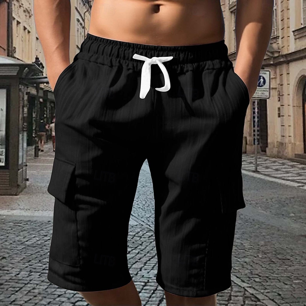 Men's Tactical Shorts Cargo Shorts Shorts Casual Shorts Drawstring Pocket Elastic Waist Plain Comfort Breathable Knee Length Casual Outdoor Vacation Vacation Fashion Navy Blue Micro-elastic 2026 - $21.99 –P5