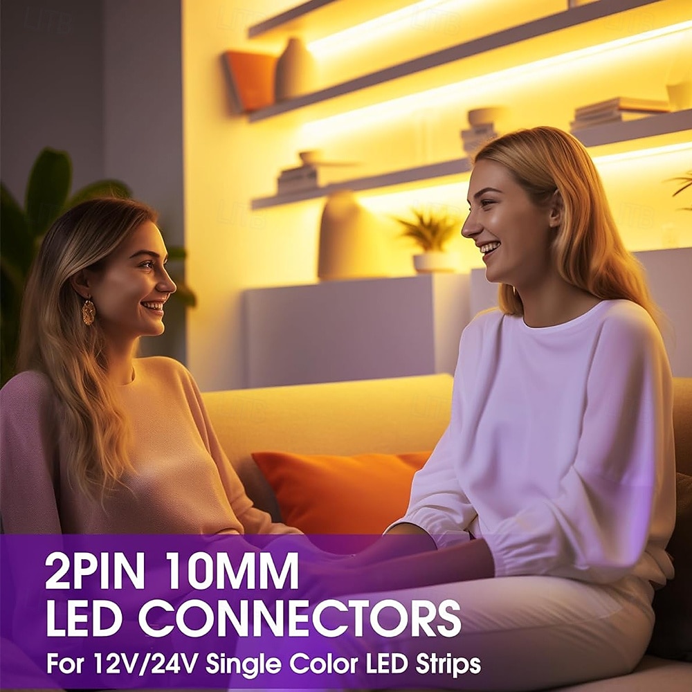 2026年 LEDコネクタ 2ピン 10mm はんだ付け不要 LEDテープライトコネクタ 透明LEDストリップライトコネクタ ドライバー付き ストリップから配線へ 12V 24V 単色LEDライトストリップ用 12個  コレクション – $16.49 –P5