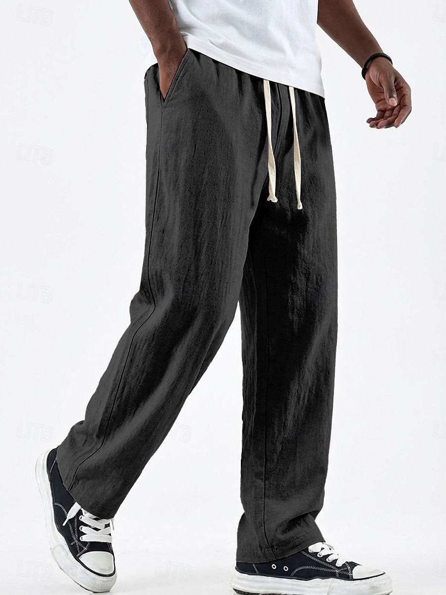 Homme Pantalons en Lin Pantalons Pantalon d'été Pantalons Amples Avec Poches Taille Élastique Jambe Droite Couleur Unie Confortable Respirant Longueur complète Occasionnel Quotidien Fête Vacances Mode de 2026 ? $24.99 –P6