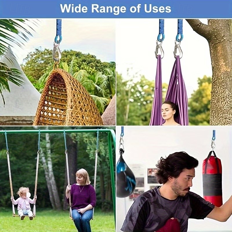 2pcs Stainless Steel Heavy Duty Hook Ring Swing Hanging Rope, Camping Hammock Rope, Outdoor Swing Yoga Strap, Durable Nylon Material, Suitable for Outdoor Hammocks, Tree Swings, Patio Chairs 2026 - $29.99 –P3