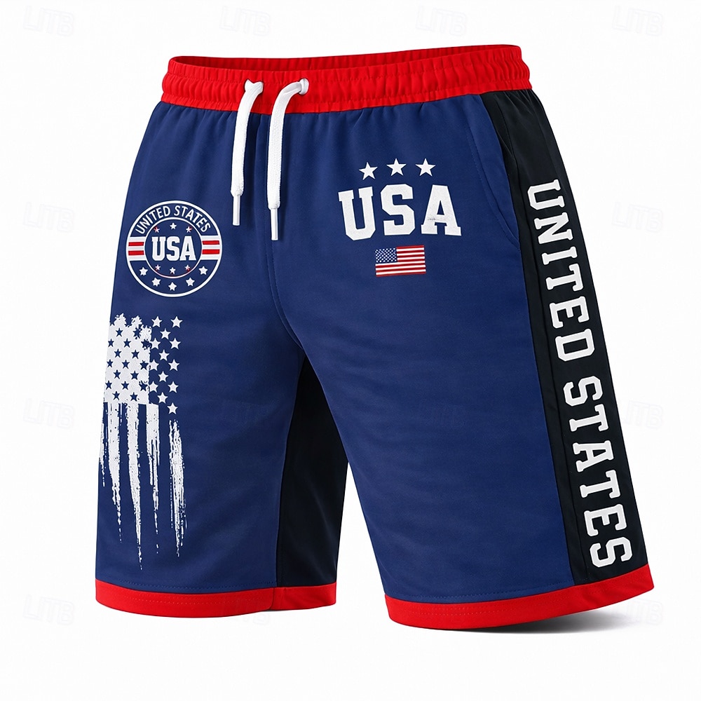 Ανδρικά 4η Ιουλίου 250ή επέτειος των ΗΠΑ Αμερικάνικη σημαία Σορτς ιδρώτα Σορτς παραλίας Σορτς Terry Μεσαία Μέση Πατριωτικό Αργίες 3D εκτύπωση Ελαστική μέση με κορδόνι Σχεδιαστής Ρούχα 2026 - $20.99 –P4