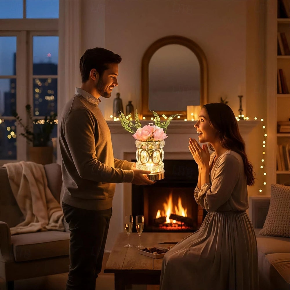 Rose Flower Lamp, Rechargeable Cordless Touch Crystal Bedside Table Lamp with 3-Color Dimmable Small Night Light - Birthday Gifts for Women, Mom, Wife, Living Room, Bedroom Decor, Romantic Home Decor 2026 - $59.99 –P8