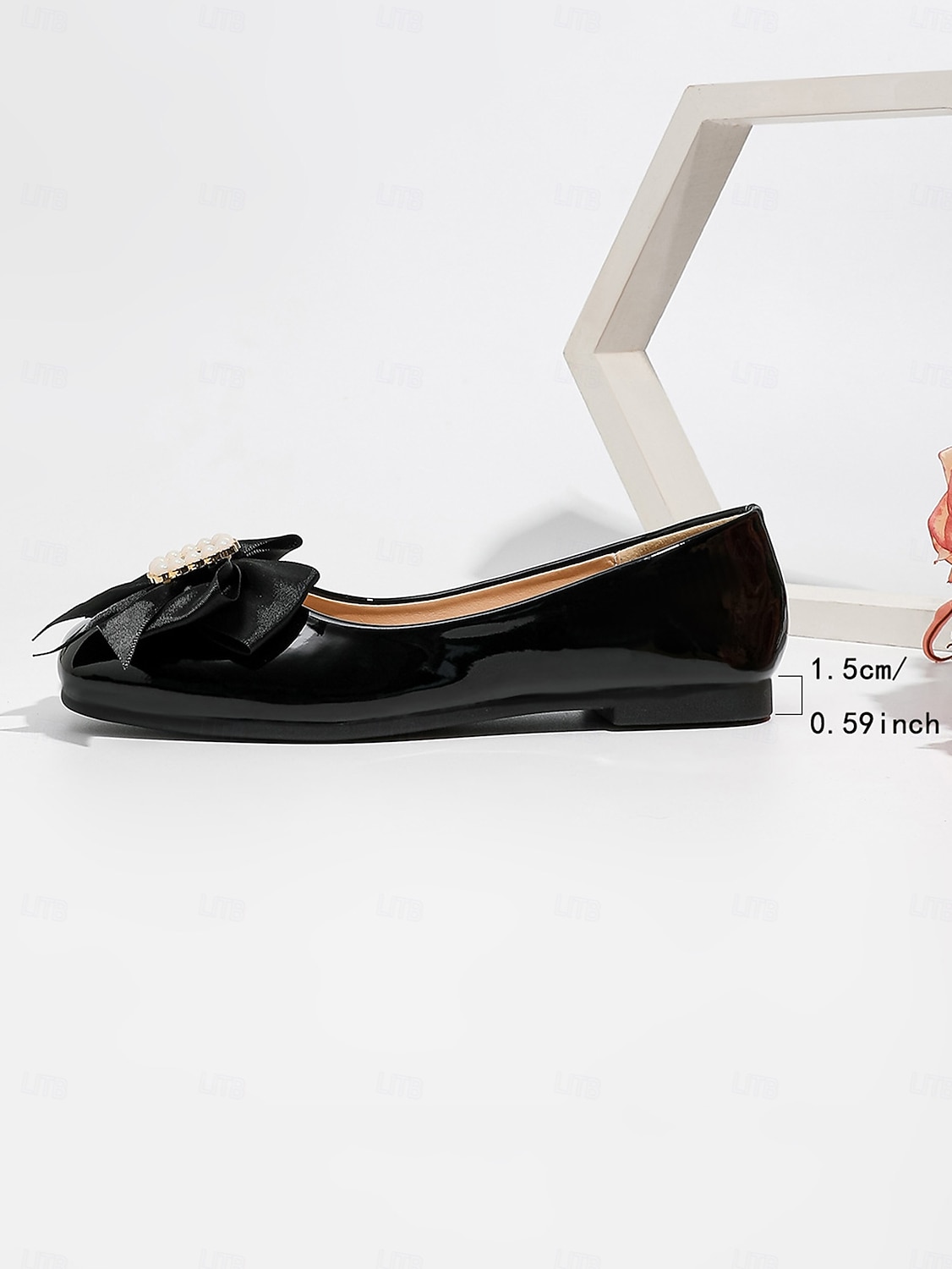 scarpe basse da donna in vernice nera con perle e fiocco - eleganti ballerine da sposa per la madre della sposa ai matrimoni in chiesa del 2026 a $42.99 –P1