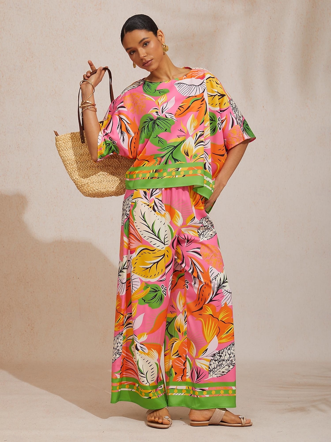 vad hibiszkusz álom selymes szatén dolman ujjú felső 2026 - CAD $85.99 –P6