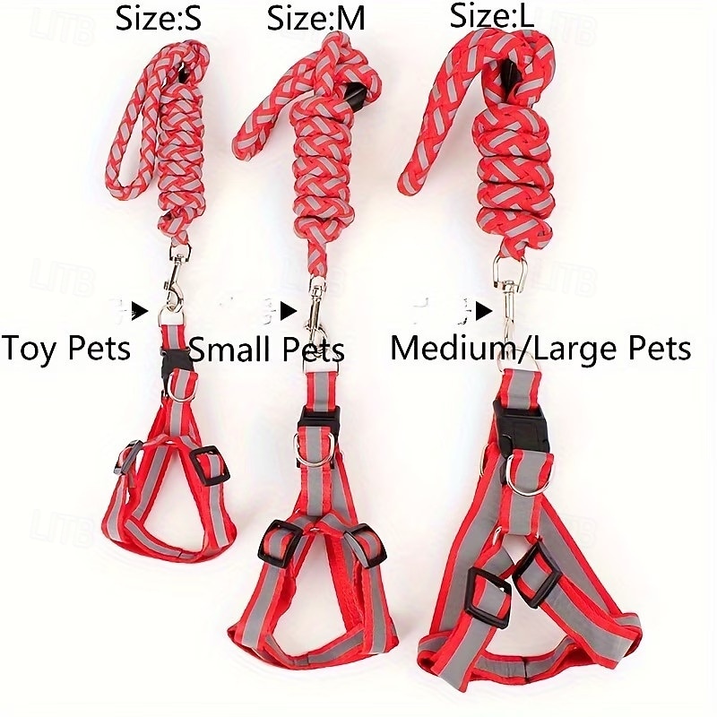 Guinzaglio per cani, pettorina antistrappo, gilet riflettente in nylon per cani, guinzaglio da addestramento, adatto a cani di piccola taglia del 2026 a $14.49 –P3